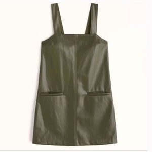 Abercrombie & Fitch Green Faux Leather Front Pocket Mini Shift Dress Layering